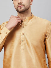 VM Men's Rose Gold And Rose Gold Cotton Blend Kurta Pyjama Set