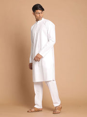 Vastramay Men's White Pure Cotton Kurta Pyjama Set