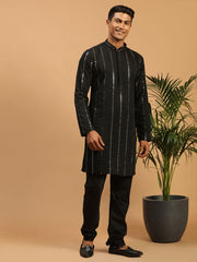 Shrestha By Vastramay Men's Black Viscose Kurta Pyjama Set