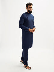 VASTRAMAY Men's Navy Blue Viscose Kurta Pyjama Set