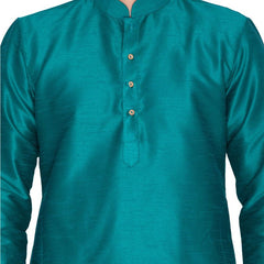 VM by Vastramay Men's Green Silk Blend Kurta Pyjama Set