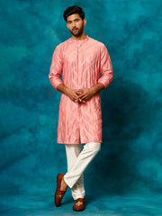 Shrestha By vastramay Men's Onion Pink Viscose Kurta Pyjama Set