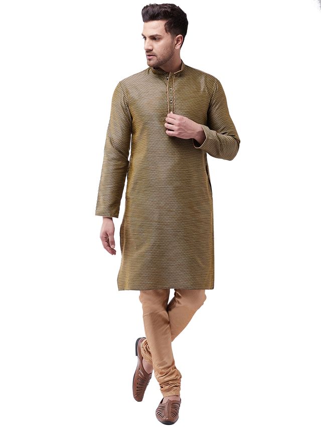 Vastramay Men's Black Silk Blend Kurta Pyjama Set