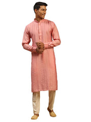 Shrestha By Vastramay Men's Purple And Cream Cotton Blend Kurta Pyjama Set