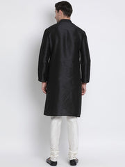 VM by Vastramay Men's Black Silk Blend Kurta Pyjama Set