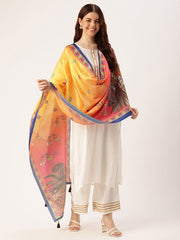 Sangam Prints Multi color Art Silk Printed Traditional Tassel Dupatta