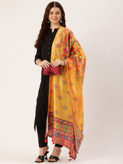 Sangam Prints Yellow Art Silk Printed Traditional Tassel Dupatta