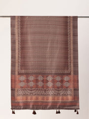 Sangam Prints Brown Art Silk Printed Traditional Tassel Dupatta