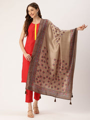 Sangam Prints Golden Art Silk Printed Traditional Tassel Dupatta