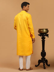 Vastramay Men's Yellow Cotton Blend Kurta & Pyjama Set