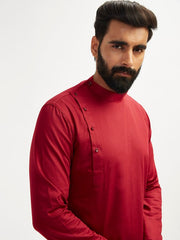 VASTRAMAY Men's Maroon Viscose Kurta Pyjama Set