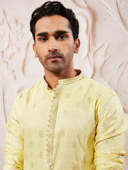 VASTRAMAY Men's Mint Green Silk Blend Kurta Pyjama Set