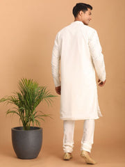 Shrestha By Vastramay Men's White Georgette Kurta Pyjama Set