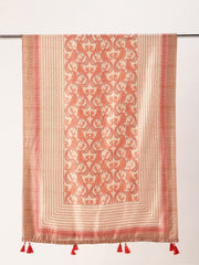 Sangam Prints beige Art Silk Printed Traditional Tassel Dupatta