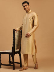 Shrestha By Vastramay Men's Rose Gold Viscose Kurta Pyjama Set