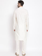 Vastramay Men's Cream Viscose Kurta Pyjama Set