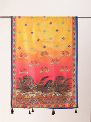 Sangam Prints Multi color Art Silk Printed Traditional Tassel Dupatta