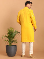 Shrestha By Vastramay Men's Yellow Georgette Kurta