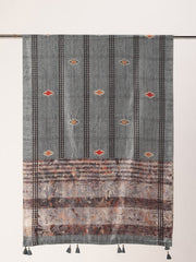 Sangam Prints Grey Art Silk Printed Traditional Tassel Dupatta