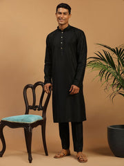 Shrestha By Vastramay Men's Black Viscose Kurta Pyjama Set