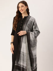 Sangam Prints Grey Art Silk Printed Traditional Tassel Dupatta