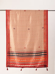 Sangam Prints Cream Art Silk Printed Traditional Tassel Dupatta