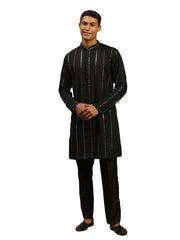 Shrestha By Vastramay Men's Black Viscose Kurta Pyjama Set