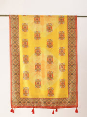 Sangam Prints Yellow Art Silk Printed Traditional Tassel Dupatta