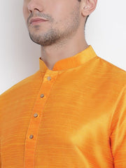 VM by Vastramay Men's Orange Silk Blend Kurta Pyjama Set