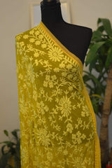 Chiffon Embroidered Dupatta- Yellow