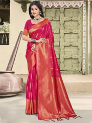 Sangam Prints Silk Woven Work Festival Tassle Saree