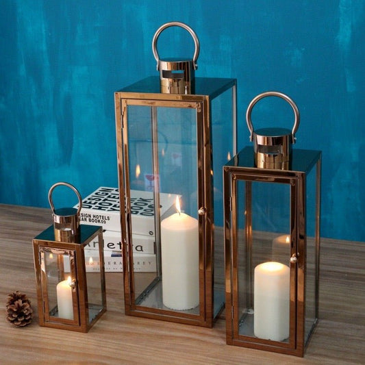 RoseGold Lanterns set for home decorating