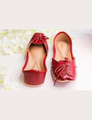 Women Deep Red Formal Handcrafted Flat