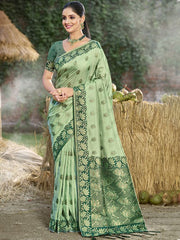 Sangam Prints Silk Woven Work Festival Tassle Saree