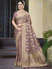 Satin Silk Woven Zari Work Festival Tassle Saree