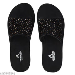 Shoetopia Embellished Black Flatforms For Women & Girls