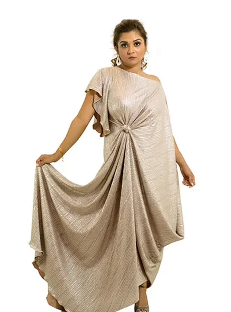 Ria Jain Label Shimmery light weight tail dress Silver
