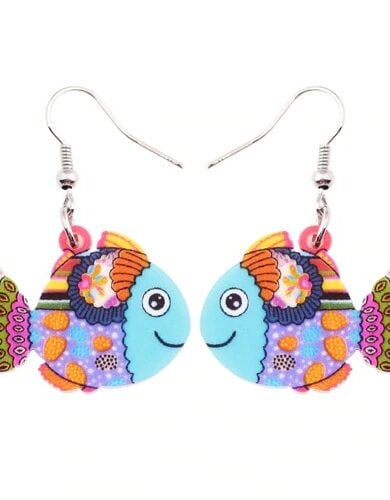 Trendy Acrylic Multicolored Fish Drop Earrings 1