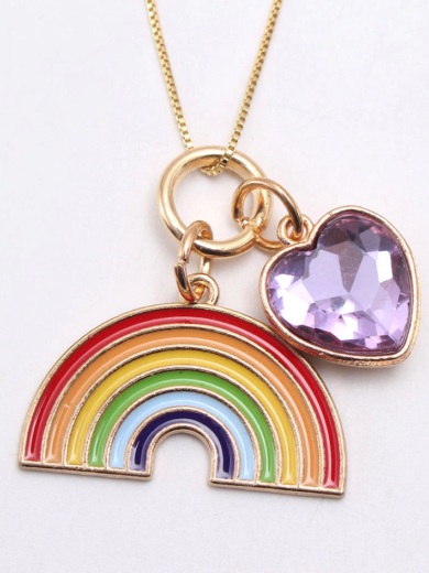 Bright Rainbow with a heart charm to go with any color outfit 1