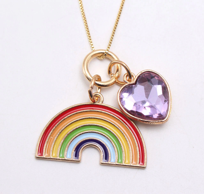 Rainbow with a heart charm to go with any color outfit