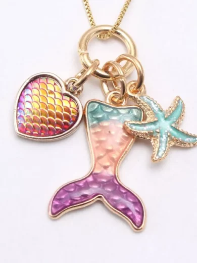 Cute Mermaid Tail with charms of a Heart and starfish