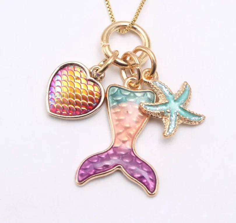 Cute Mermaid Tail with charms of a Heart and starfish
