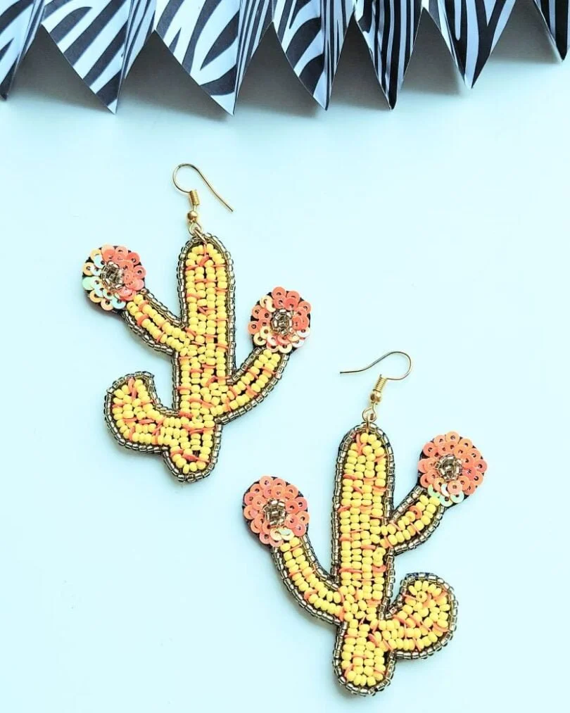 Desert Bloom Yellow Beaded Earrings