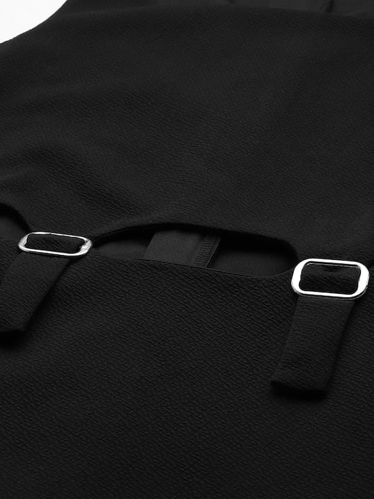 Buy Now Women Black Textured Sheath Midi Dress | Online Shopping in UAE ...