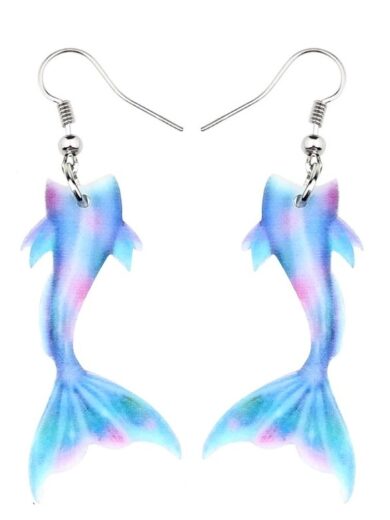 Pretty Blue Mermaid Acrylic Drop Earrings 2