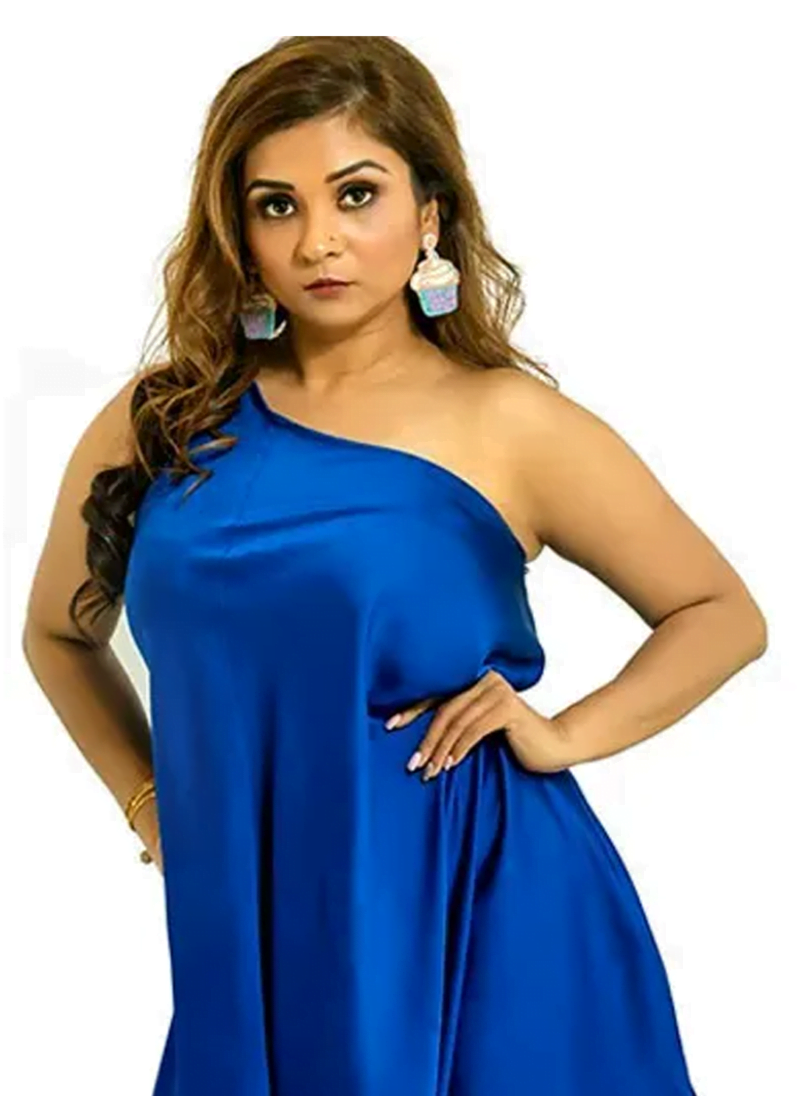Ria Jain Label Cobalt Blue drape dress