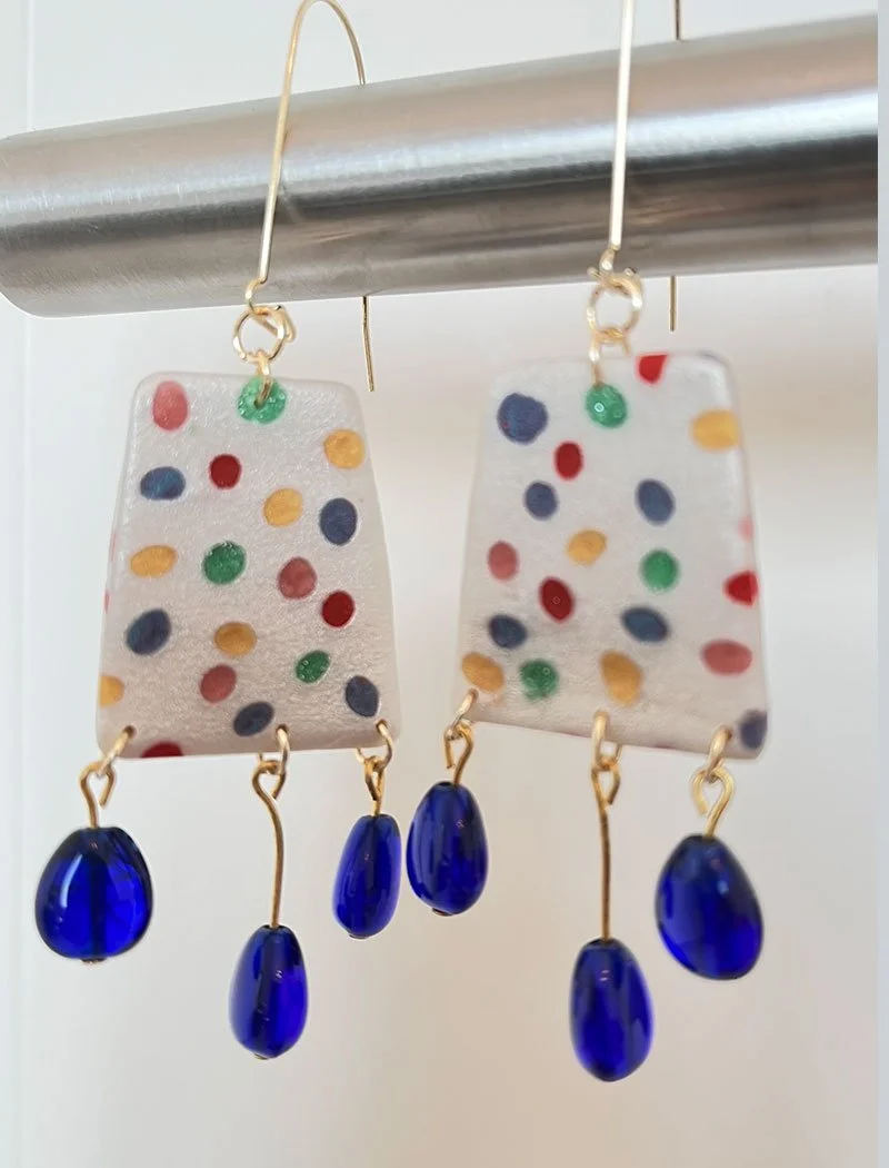 Multicolored polka dot chandeliers