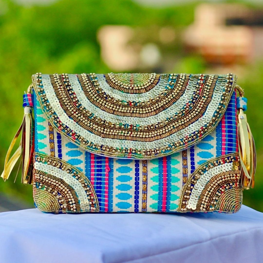 Buy Now Blue Boho Bag | Online Shopping in UAE - Prasha Lifestyle