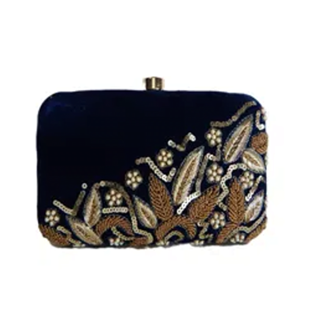Buy Now Dark Blue Embroided Clutch | Best Online Shopping for Women ...