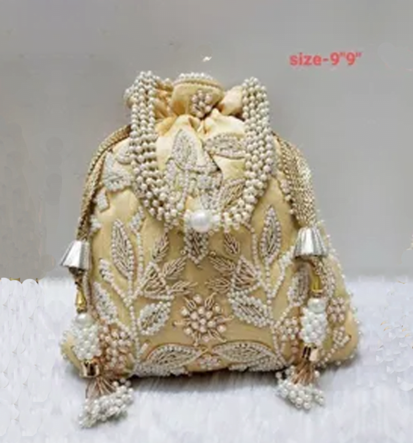 Golden Embroidered Potli Bag